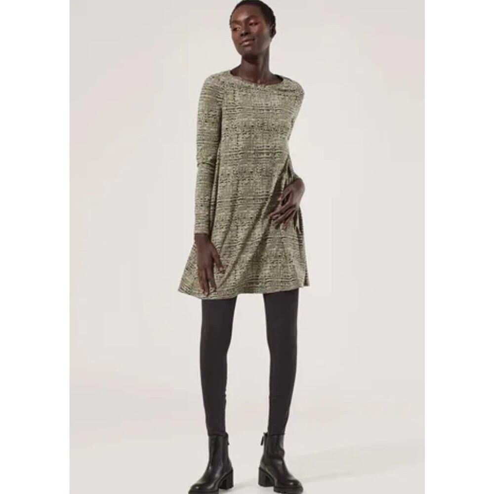 Pact Revive Organic Cotton Swing Dress Size Small Olive Green Cedar Sustainable
